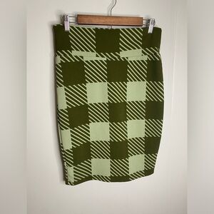 LuLaRoe Cassie Pencil Skirt Olive/Fern Green Checkered Print Size M